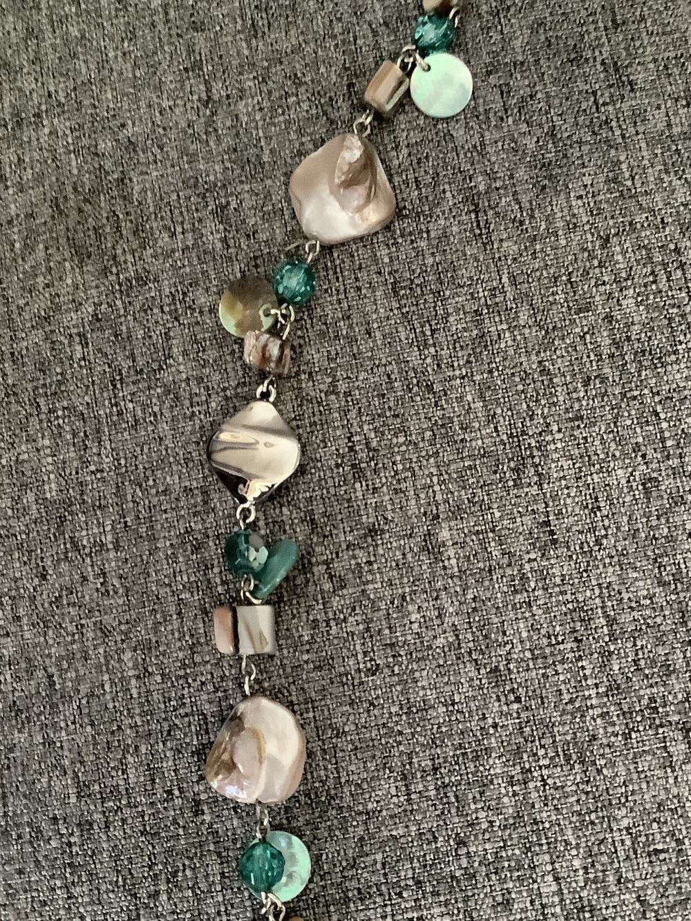 Lia Sophia Aqua and Natural Shell Long Layering Necklace - Picture 3 of 6